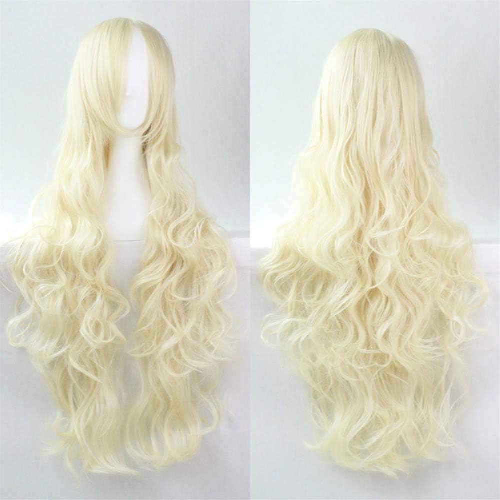 Sawekin 32" 80cm Long Hair Heat Resistant Spiral Curly Cosplay Wig Wigs for Party Cosplay Halloween Anime (A-Light Blonde)