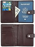 Simpac Passport Holder, Passport Wallet Travel Wallet Passport Cover Case RFID Blocking Genuine Leather (brown)