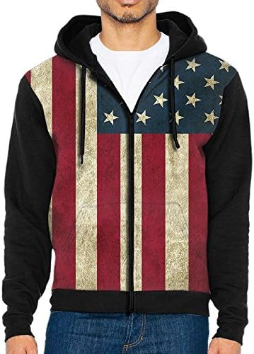 American Flag Men's Casual Full-Zipper Drawstring Hoodies Sweater With Packets