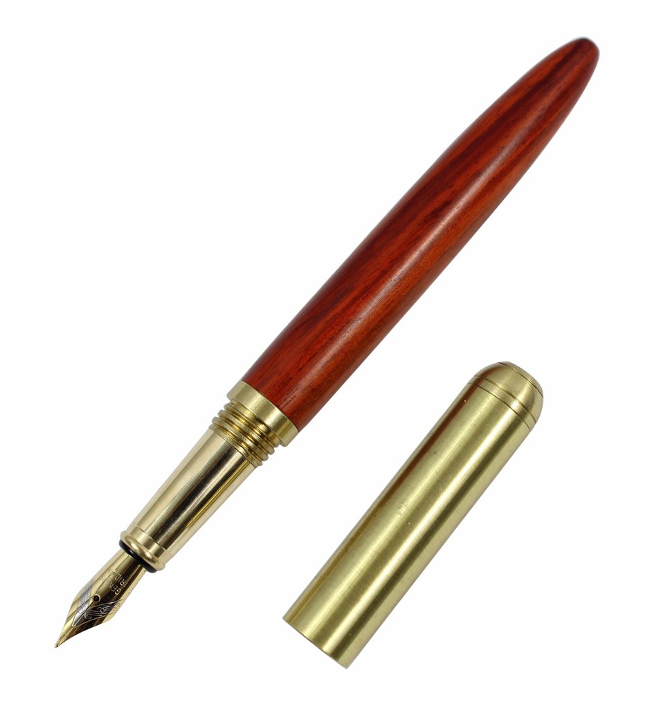 Hillento High Grade Wooden Fountain Pen, Red Wood, 0.7mm, Business Office Supplies, Wood Handcrafted