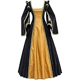 Women's Renaissance Costume Tudor Queen Elizabeth Cosplay Dress Gold Baroque Damask Layered Ball Gown
