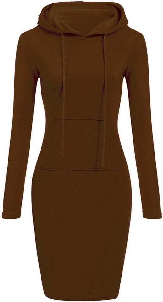Womens Long Sleeve Hoodie Dress Casual Long Sweatershirt Dresses with Pockets