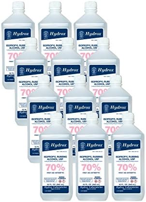 Hydrox 70% Isopropyl Rubbing Alcohol USP, 32 Ounce (Case of 12)