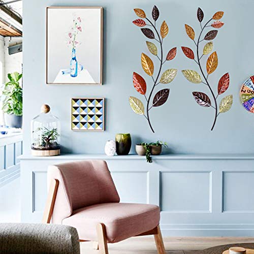 Asense Set of 2 Metal Tree Leaf Wall Hanging Art Decor, 38 Inch Iron