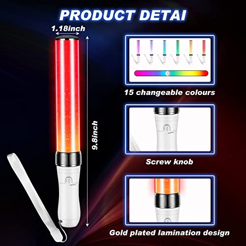 TERRIFI Glow Sticks Bulk, 3 Pcs LED Foam Sticks, 15 Color Flashing Light Party Favors, Glow in the Dark Party Supplies for Wedding, Raves, Concert, Party, Camping