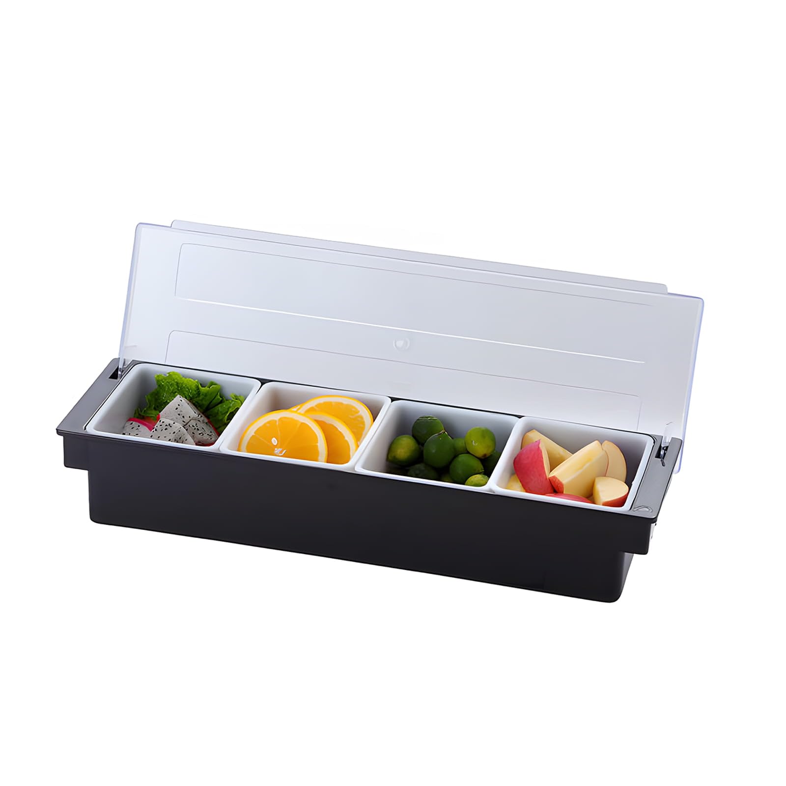 Eidoct Trays Detachable Topping Station, Detachable Pizza Ingredients Condiment Dispenser Seasoning Box, Reusable Ice Condiment Serving Container For Home Restaurant (4 Compartments)