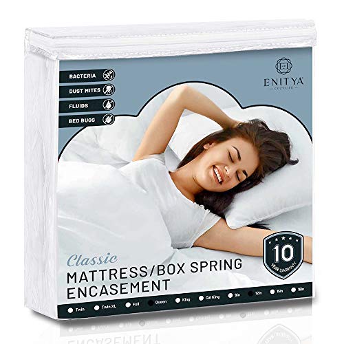 ENITYA Waterproof Mattress Protector with Zipper,Breathable Mattress Encasement with Knitted Quiet Fabric,Premium Mattress Cover,Soft Mattress Pad Comes in All Sizes:T,TXL,F,Q,K,CK,Machine Washable.