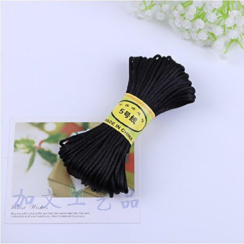 Dmeiling 2.5mmx20 M Diy Hand Braided Bracelet Jewelry Accessories Braided Wire, High Strength, Embroidery Thread, Hook Line, Chinese Knot Rope Slippers Weave (Any Color 2PCS) (Black)