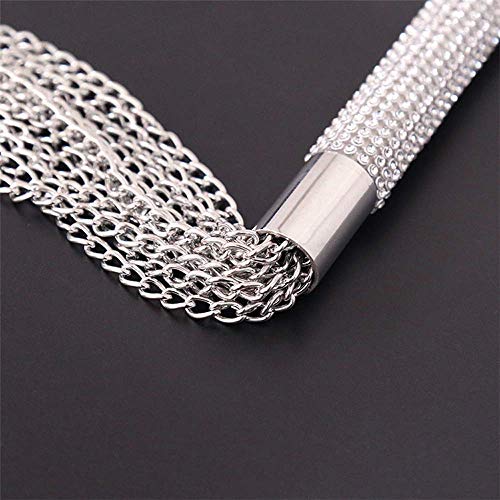 STTQYB Metal Alloy Chain Tassel Short Horse Riding Whip Crop Crystal Handle