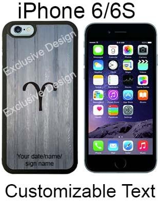 Horoscope Aries Wood Custom Personalized Case/Cover/skin for iPhone 6 / 6S - Black - Rubber Case (Ships from CA)