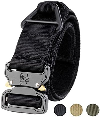 Faylife Tactical Belt Heavy Duty Waist Belt Adjustable Military Style Nylon Belts with Metal Buckle Molle System（Black）