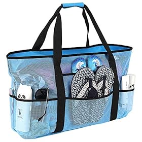 Beach Bag, Extra Large Beach Bags for Women Waterproof Sandproof, Mesh Beach Tote Bags Pool Bag Beach Essentials
