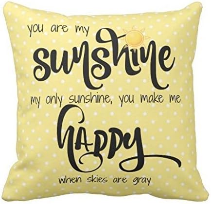 Yqy You Are My Sunshine Yellow Black Tiny Polka Dots Throw Pillow Case (45cm x 45cm, Two Sides)
