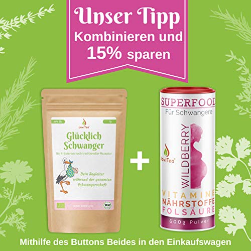 JoviTea® Glücklich Schwanger Tee BIO + Traditionelle Rezeptur + Schwangerschaftstee + geeignet während der Schwangerschaft + 100% natürlich und ohne Zusatz von Zucker - 75g – Bild 8