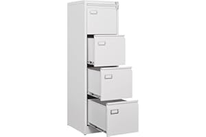 Anxxsu 4 Drawer File Cabinet, Filing Cabinets for Home Office, Metal Vertical File Storage Cabinet with Lock, Locking File Cabinet for A4 Legal/Letter, 15.1" W x 17.7" D x 52.5" H, Assembly Required