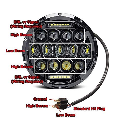Pair 7 Inch Round LED Headlights For 1975-1980 Chevrolet C10 Suburban/Chevy C20 / Chevrolet C30, Sealed Beam Bright Car/Truck Lighting Conversion Kit H6024 High-Low Beam DRL Lights - Thumbnail 4