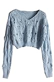 Pink Wind Women's Spring Autumn Cable Knit Crop Tops Pullover Sweater