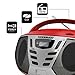 KORAMZI Portable CD Boombox w/AM/FM Radio,AUX in, Top Loading CD Player,Telescopic Antenna, LCD Display for Indoor & Outdoor,Offices, Home, Restaurants, Picnics,School,Camping (Red/Silver) CD55-RDSthumb 2