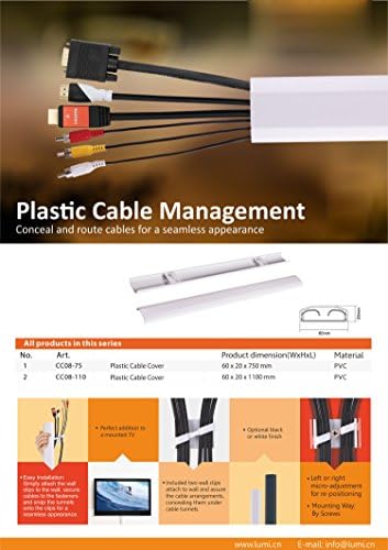 Impact Mounts CABLE COVER RACEWAY ORGANIZER MANAGEMENT KIT FOR FLAT SCREEN TV MOUNTS (43 Inches Length, 2 Pack)