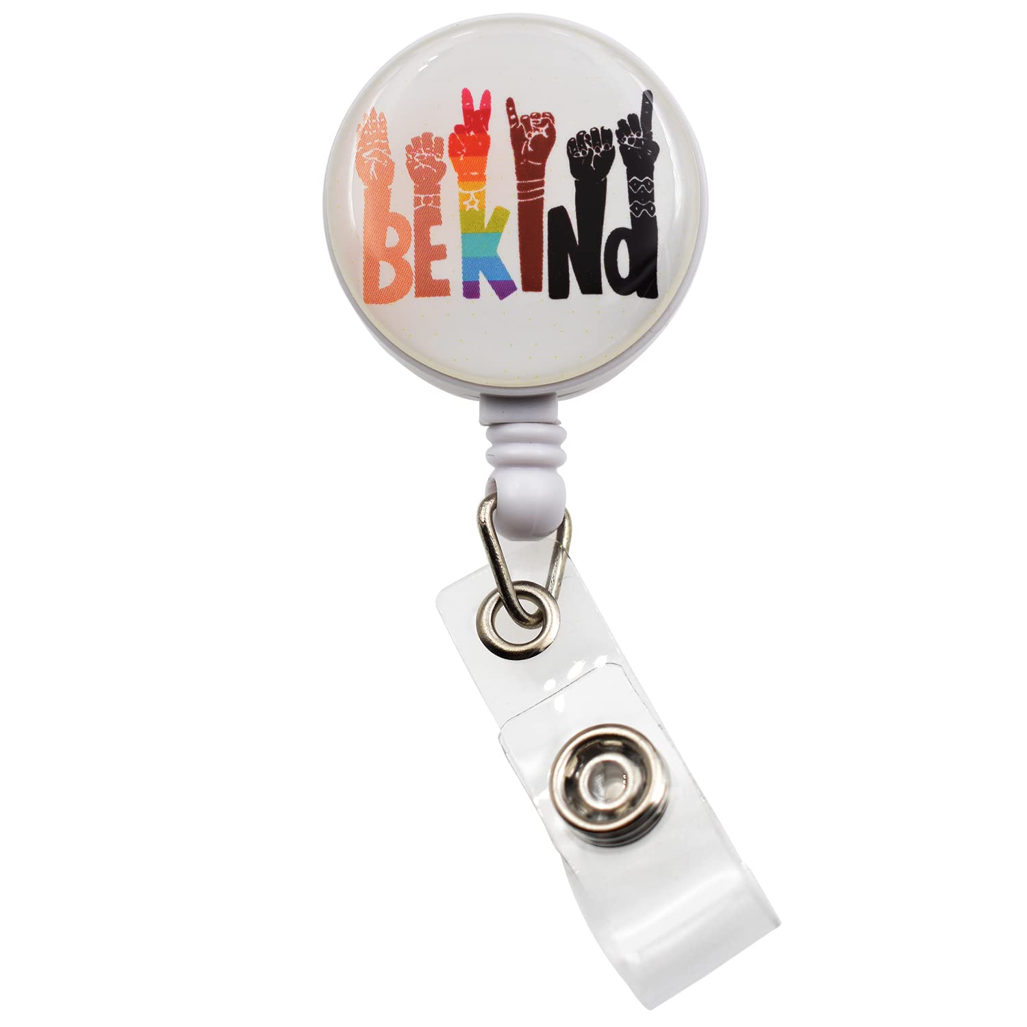 Be Kind Rainbow Sign Language Badge Reels, Retractable Badge Reel, Motivational Nursing Badge reel, Cute Badge Alligator Clip on ID Name Card Holders for Doctor Student and Office Worker