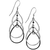 Silver Forest Triple Cutout Teardrop Layers Dangle Earrings