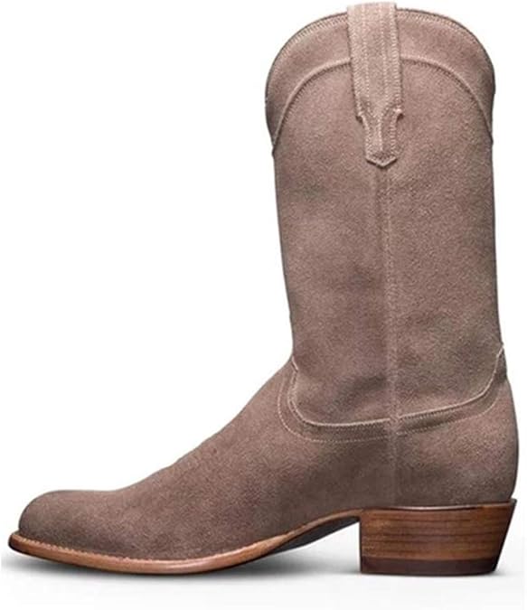 TAOBEGJ Western Cowboystiefel Wildleder Hohe Stiefel Für Männer Große Ritter Kurze Stiefel