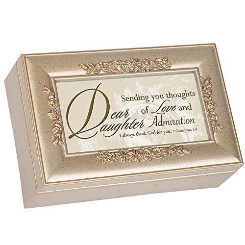 Cottage Garden Dear Daughter Sending You Love Speckled Silver Petite Rose Jewelry Music Box Plays Amazing Grace