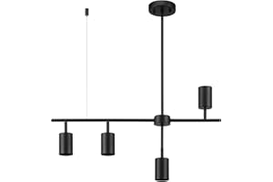 Globe Electric 64000048 4-Light Adjustable Height Geometrical Track Lighting, Matte Black, Ceiling Light, Track Light Heads, 