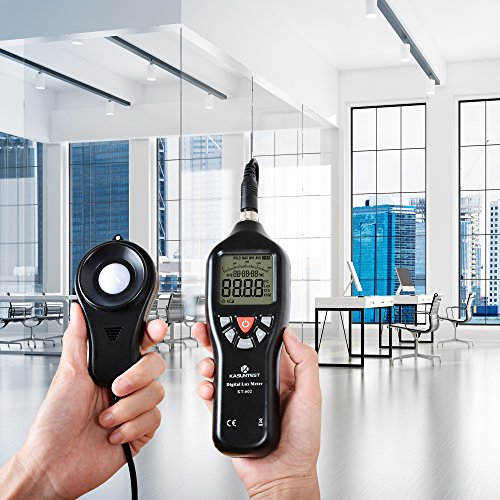 KASUNTEST Digital Lux Meter Photometer-Auto Ranging Light Meter 0.1 to 200000 Lux w/Max Min Avg,Hold,Backlight,Time and Units Function