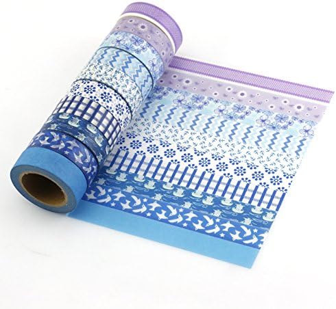 BKCMY Washi Masking Tape Decorations Set of 10 Multi Colored Gifts for Girls DIY Collection Sticker Planners Arts Crafts
