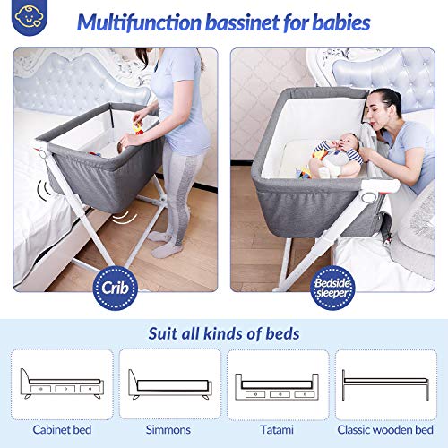 Firares Height & Incline Adjustable Baby Bedside Baby Bed to