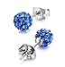 Jstyle Crystal Ball Stud Earrings for Women Girls Disco Ball Earrings Children 8 Pairs 6MM
