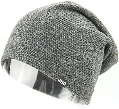 JHC Warm Slouchy Knit Beanie Hat Skull Cap For Men For Women (Dark Grey)