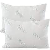 Essence of Bamboo Derived Rayon Pillow Platinum Edition - Premium Hypoallergenic Down Alternative Fiber Pillow - Crafted in USA (Queen 2-Pack)