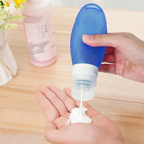 Leak Proof Travel Silicone Bottles(4Pack,3oz),Soft Squeeeze Refillable Silicone Travel Containers,Travel Accessories for Carry On Luggage - For Shampoo, Conditioner, Lotion