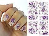 Full Wrap Nail Art Water Transfer Decal Sticker Purple Brown Flowers Nail Sticker Tattoo - FashionDancing