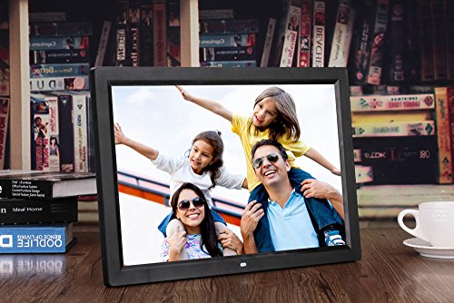 Chezaa 17inch HD Ultra-Thin Digital Photo Frame,Human Sensing,Front Screen Button,Creative High-Definition Senso,for Home Bedroom (Black)