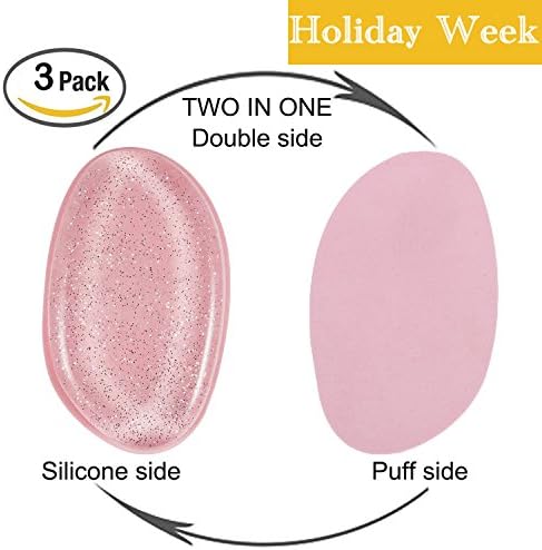 Makeup Sponge, Silicone Beauty Foundation Cosmetics Sponge- Zero Makeup Waste Sponge for Blending Liquid Foundation , Creams or Powder Foundation- 3 PCS - Double Side (Light Pink)