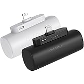 Miady 2-Pack Mini Portable Charger Built-in Connector for iPhone 14/13 Series, 5000mAh Small Power Bank 5V 2.1A Output Ultra-Compact Battery Pack Compatible with iPhone 12/12 Pro Max/11/XR/X/8/7 etc