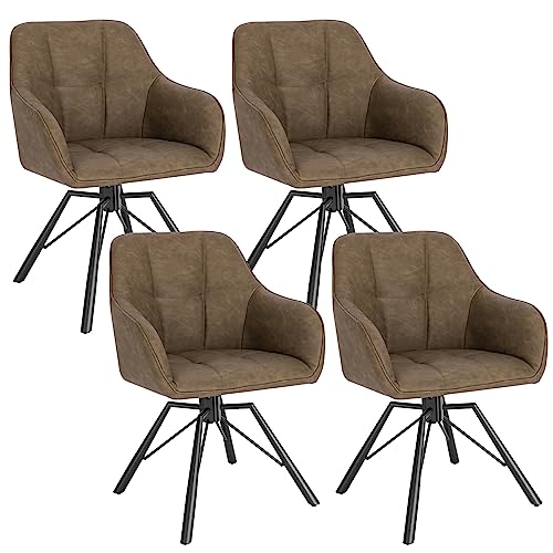 WOLTU Drehbare Esszimmerstühle 4er Set, Küchenstühle mit Armlehen