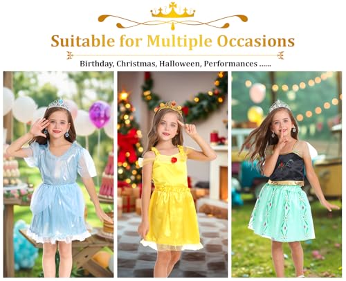 LIMIROLER Princess Dress Up Clothes for Little Girl Role Play Costume Gift Set Princess Dress Up Toys for Toddler Girls