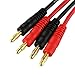 OliYin 2pcs Anti-Skid T-Plug Style Connector to 4mm Banana Plugs Battery Charge Lead Adapter 14awg 30cm 11.8in Cable(Pack of 2)