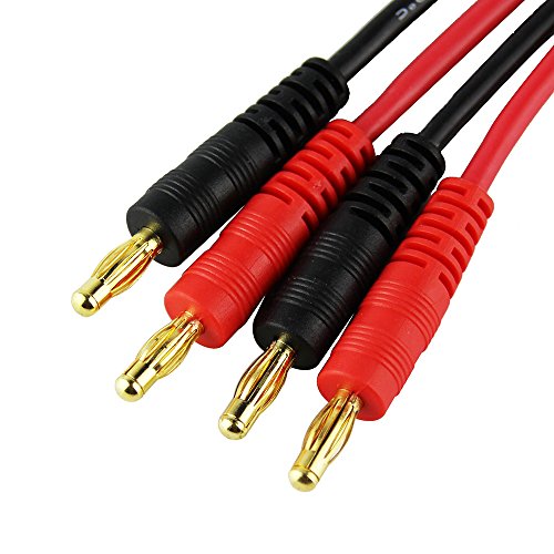 OliYin HXT 4mm Charge Cable to 4.0mm Banana Connector Plug with 14awg 30cm 11.8inch Silicone Wire(pack of 2)