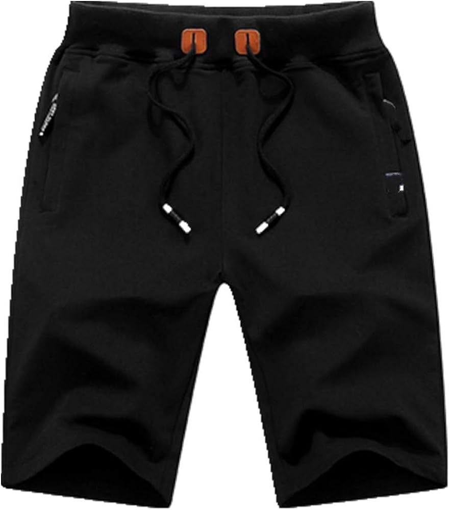 Men's Summer Pants Shorts Pure Cotton Casual Black and White Men's