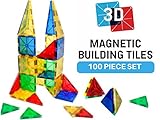 Magna-Tech Magnetic Block Toy. Build 3D Magnet Tile Structures (100 Piece) Kid Approved Color Shapes! This Learn & Play Set Is Best For Children & Toddlers Who Like Wooden Construction Blocks