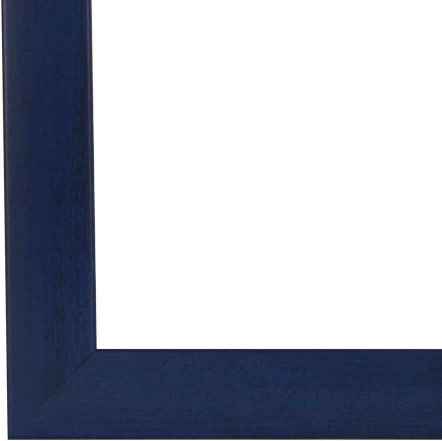 CAPRY Picture Frame 80 x 120 cm or 120 x 80 cm in Normal with Glass, Backing Board and 50 mm Wide MDF Bar with Decorative Foil, MDF, Dunkelblau Gewischt, 80 x 120 cm