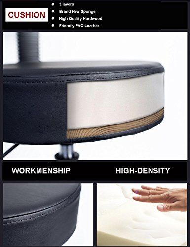 FRNIAMC Shop Stools on Wheels Rolling Swivel Chair for Salon Spa Massage Tattoo Studio,Black