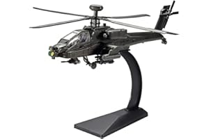 Rakeetolly AH-64 Helicopter Model Airplane with Stand for Adults, 1/64 Diecast Military Attack Helicopter with Light and Soun