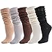 kilofly 5 Pairs Women's Lightweight Fashion Fitness Gym Slouch Knit Crew Socks