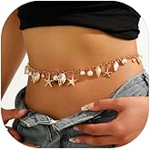 Seashell Starfish Waist Chain for Women Boho Conch Belly Body Chains Summer Beach Pearl Waist Body Jewelry